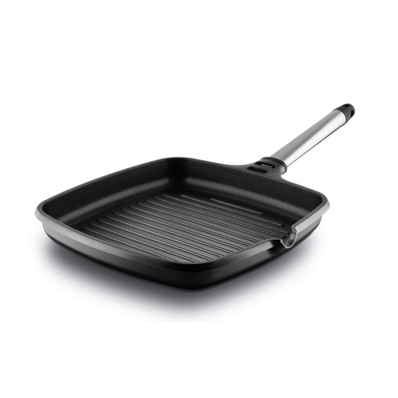 Castey- Fundix Asador Grill Plancha Antiadherente de Aluminio Fundido Mango Desmontable