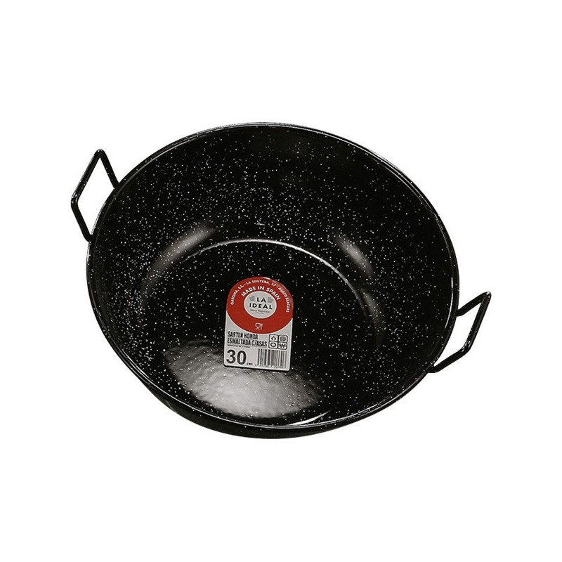 38 cm Deep Enamelled Steel Two Handles Pan